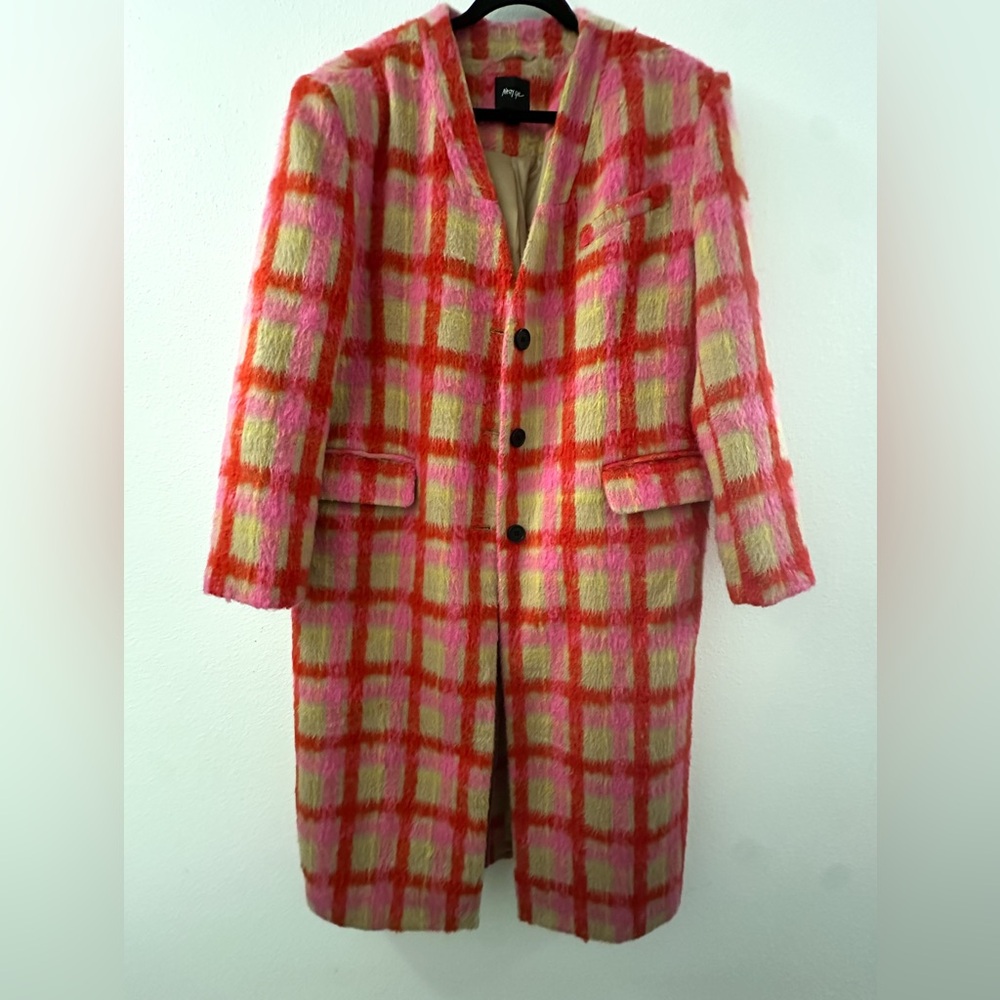 Nasty Gal Plaid Pink and Red Women's Duster Coat